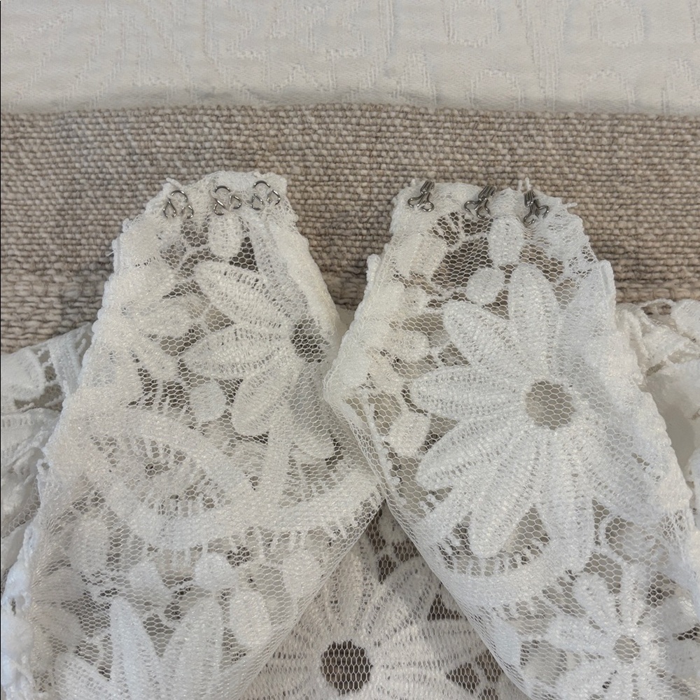VTG Sue Wong Nocturne White Floral Lace Midi A-Line Dress Size 8 NEW - Picture 8 of 13